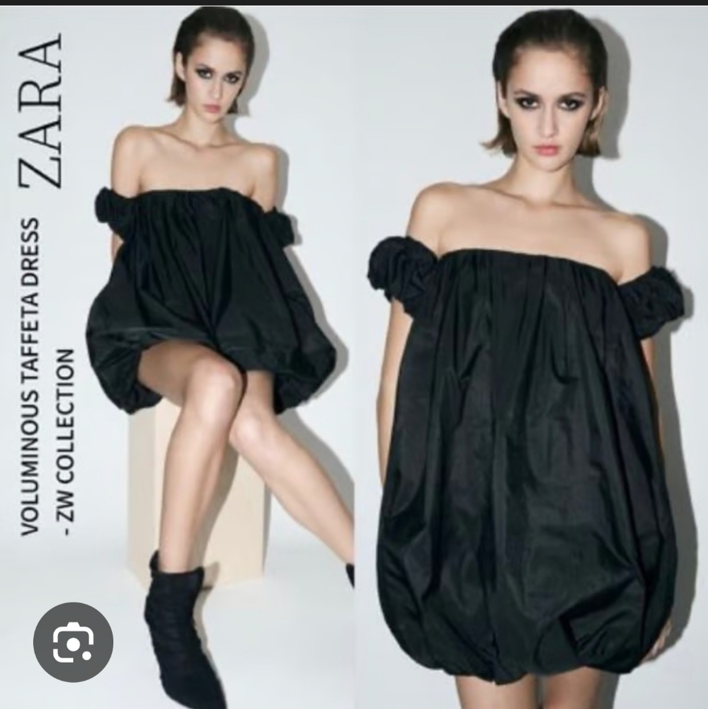 ZARA VOLUMINOUS TAFFETA DRESS SW COLLECTION BLACK Size S
